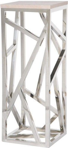 консоль geometric высокая 40x40x110 хром, белая столешница в Белгороде