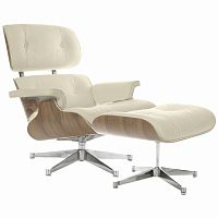 кресло eames style lounge chair & ottoman кремовое в Белгороде