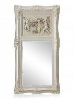 зеркало настенное прямоугольное в высокой белой раме францини distressed chalk white в Белгороде