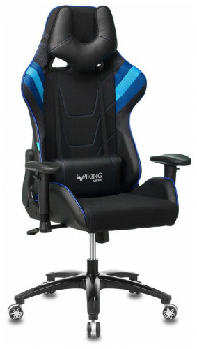игровое кресло бюрократ бюрократ viking 4 aero, обивка: искусственная кожа, цвет: иск.кожа черная/ткань черная 26-28/сетка синяя(tw-10)-голубая(tw-55)-серая(tw-12) в Белгороде