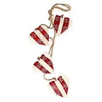 гирлянда новогодняя подвесная сердца в красную полоску со снежинками christmas hearts, 60 см в Белгороде