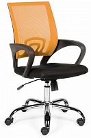 кресло компьютерное спринг(orange - black) база хром / оранжевая сетка / черная ткань в Белгороде
