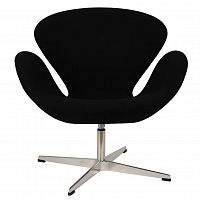 кресло arne jacobsen style swan chair черная шерсть в Белгороде