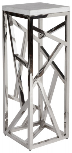 консоль geometric высокая 40x40x110 металл, белая столешница в Белгороде