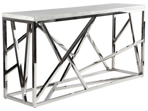 консоль geometric 180x50x90 хром, белая столешница в Белгороде