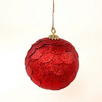 шар новогодний красный с блестящими чешуйками paper ball, 10 см в Белгороде