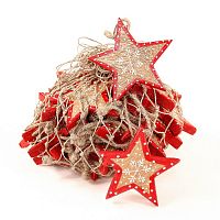 набор елочных украшений звезда деревянная с красным ободком christmas stars, 30 штук в Белгороде