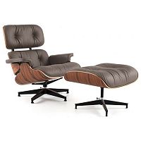 кресло eames style lounge chair кожа коричневое в Белгороде