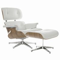 кресло eames style lounge chair & ottoman белое в Белгороде