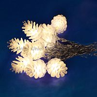 светодиодная гирлянда «шишки» 280см белая (09582) uniel uld-s0280-020/dta warm white ip20 pine cones в Белгороде