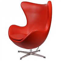 кресло arne jacobsen style egg chair кожа красное в Белгороде