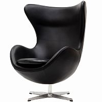 кресло с подлокотниками arne jacobsen style egg chair черное в Белгороде