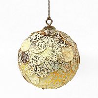 шар новогодний золотой с мраморными чешуйками paper ball, 10 см в Белгороде