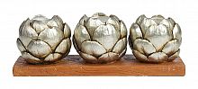 подсвечник сеербряный на 3 свечи на подставке шишки fir cone, 28 см в Белгороде