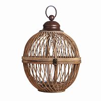 подсвечник-фонарь круглый деревянный большой со стеклом bamboo, 40 см в Белгороде