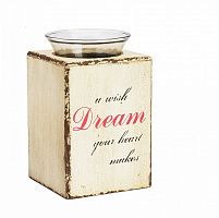 подсвечник деревянный бежевый со стеклом мечта твоего сердца provence cream, 15 см в Белгороде