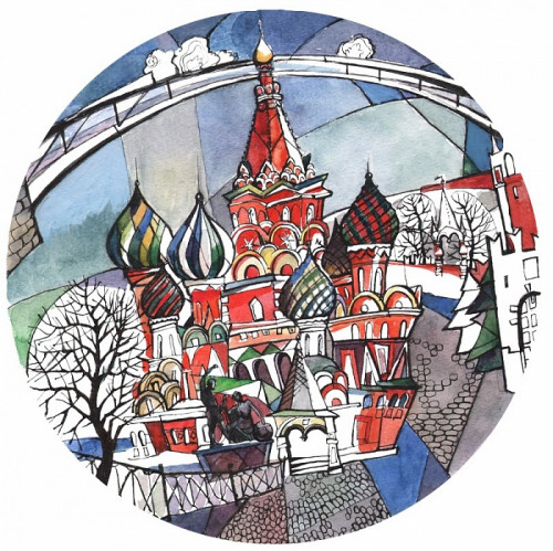 тарелка сувенирная собор василия блаженного. вечер в Белгороде