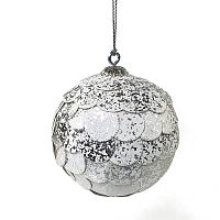шар новогодний серебряный с мраморными чешуйками paper ball, 10 см в Белгороде