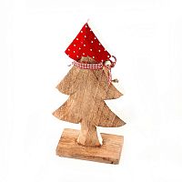 украшение новогоднее ель деревянная красная в горошек love tree, 28х12х6 см в Белгороде