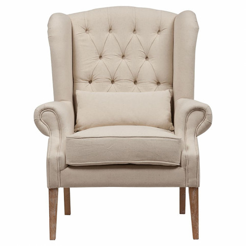 кресло wing back armchair белый лен в Белгороде