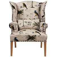 кресло мягкое с ушами quinn tufted armchair бежевое с рисунком в Белгороде