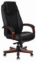 кресло для руководителя бюрократ бюрократ t-9923 walnut, обивка: натуральная кожа, цвет: кожа (black) в Белгороде