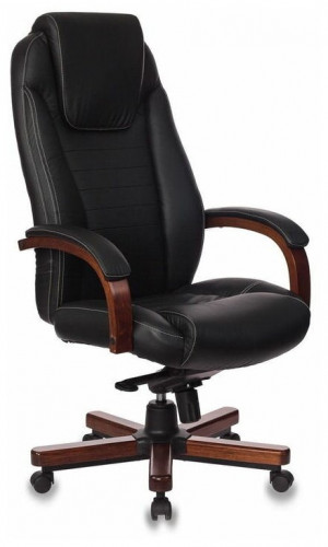 кресло для руководителя бюрократ бюрократ t-9923 walnut, обивка: натуральная кожа, цвет: кожа (black) в Белгороде