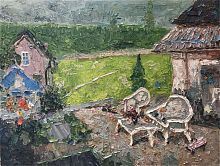 картина маслом во дворе в Белгороде
